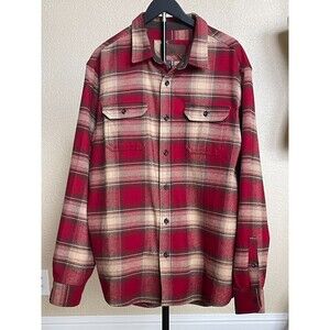 Orvis Mens Plaid Flannel Thick Shirt Long Sleeve Button Down Cotton Shacket XL